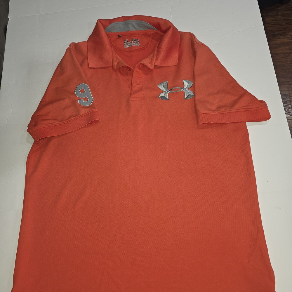 Under Armour Red-Orange HeatGear Shirt with Reflective Logo